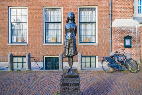 Amsterdam,,Netherlands,-,October,7,,2017:,Statue,Of,Anne,Frank