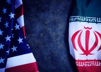 Flags,Of,Iran,And,United,States,Of,America,Are,Opposite