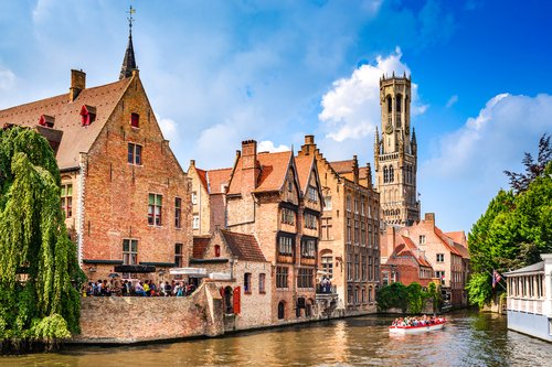 Bruges,,Belgium,-,7,August,2014:,Scenery,With,Water,Canal