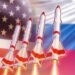 Cruise,Missiles,Near,Flags,Of,Usa,And,Russia.,International,Treaties