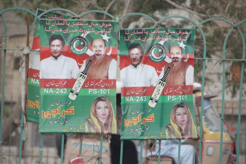 Karachi,,Pakistan;,08/2018:,Imran,Khan's,Poster,In,Karachi,,After,The