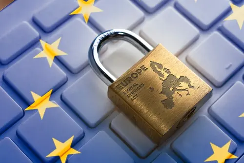 Digital,Service,Act,(europe),Concept:,Lock,On,Computer,Keyboard,And