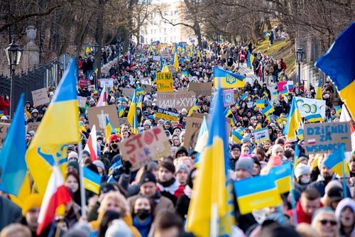 Warsaw,,February,26,,2022:,Protest,Against,War,In,Ukraine,And