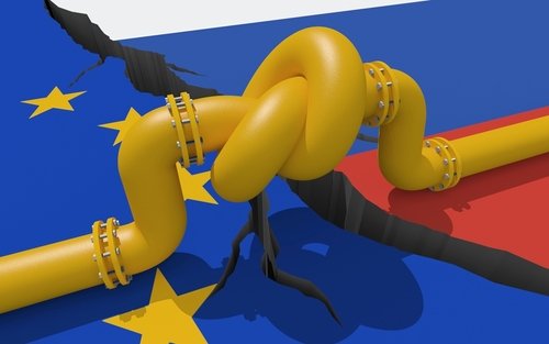 Fuel,Gas,Pipeline,With,A,Knot,On,Background,Of,European