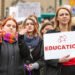 Poznan / Poland - 04.09.2016: Demonstration against total ban on abortion, Women protests in Poland. Black protest against restrictions on women’s rights.