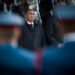 Belgrade, Serbia - October 16, 2014: Russian President seen through the soldiers during the military parade March of the victorious in Belgrade. President Vladimir Putin of Russia arrived in Belgrade