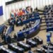 Strasbourg, France - Dec 18, 2019: Speech of European Parliament President David Sassoli during plenarry sesion Sakharov Prize: daughter of laureate Ilham Tohti receives prize on his behalf