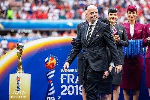 LYON, FRANCE - 7 JULY, 2019: Gianni Infantino president of FIFA seen after the 2019 FIFA Women's World Cup Final match between USA and Netherlands.