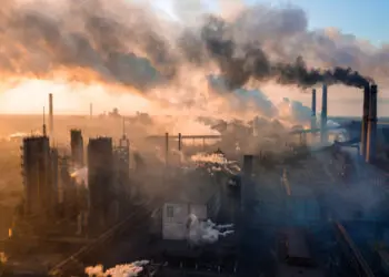 Industry,Metallurgical,Plant,Dawn,Smoke,Smog,Emissions,Bad,Ecology,Aerial