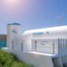 Hydrogen renewable energy production - hydrogen gas for clean electricity solar and windturbine facility. 3d rendering.