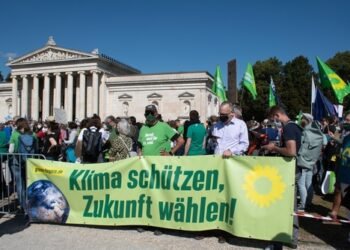 Munich,,Germany,-,September,24,,2021:,Protesters,Holding,A,Banner