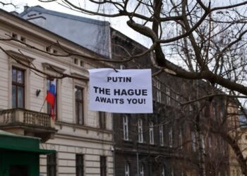 Cracow,,Poland,-,February,2022:,A,White,Banner,With,An
