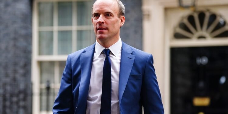 Deputy Prime Minister Dominic Raab, leaves Downing Street, Westminster, London, after the first Cabinet meeting with Rishi Sunak as Prime Minister. Picture date: Wednesday October 26, 2022.
