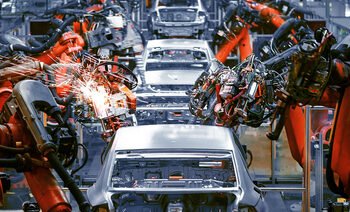 The,Welding,Arm,On,The,Automobile,Production,Line,Is,Being