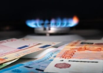 Russian,Banknotes,Against,The,Background,Of,Euro,Bills,And,A