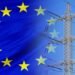 Eu,Flag,On,Electric,Pole,Background.,Power,Shortage,And,Increased