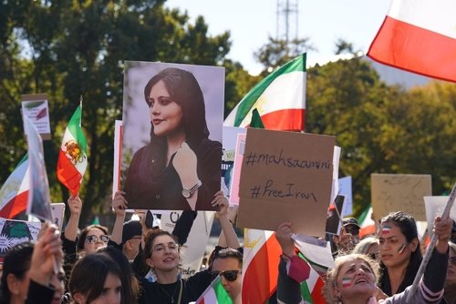 Washington, DC – October 22, 2022: Iranian Americans rallied near the US Capitol in support of and solidarity for the overthrow of the government in Iran in the aftermath killing of Mahsa Amini.