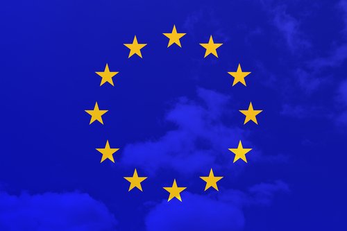 Flag of European Union with a cloud design