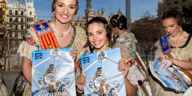 Valencia Las Fallas representatives Paula and Laura visit the Corazon de Europa.