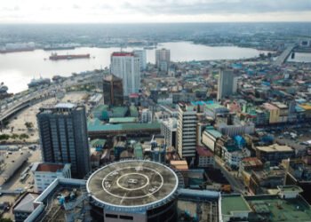 Lagos Island, Lagos State, Nigeria- September 11, 2018: Aerial photo of Lagos Island Nigeria