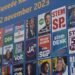 Hilversum, the Netherlands - October 16, 2023:close up shot of billboard advertising the campaigning political parties for the upcoming Dutch elections in November, 2023