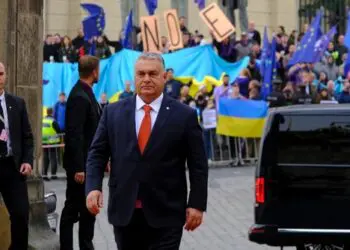 Viktor Orban, Hungary's prime minister arrives to attend in an Informal meeting of Heads of State or Government in Prague, Czechia on October 7, 2022.