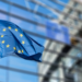 European Union flag in front of the Berlaymont building (European commission) in Brussels, Belgium.