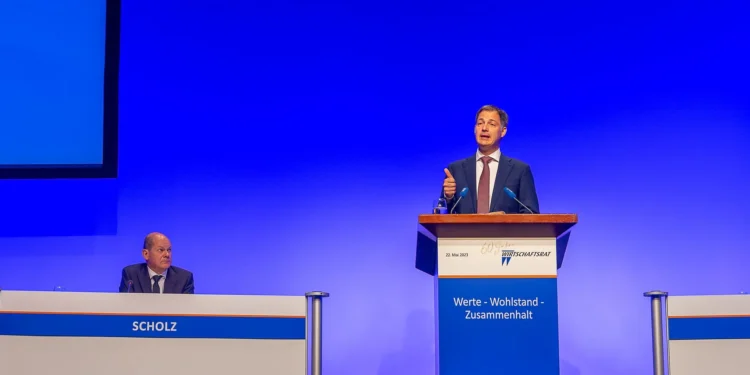 Prime Minister Alexander De Croo address during celebration of Wirtschaftsrat Deutschland