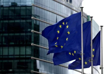 European flags fly outside the European Commission headquarters in Brussels, Belgium